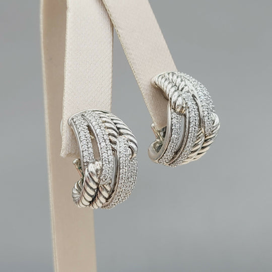  David Yurman Labyrinth Earrings Double Loop with Diamonds