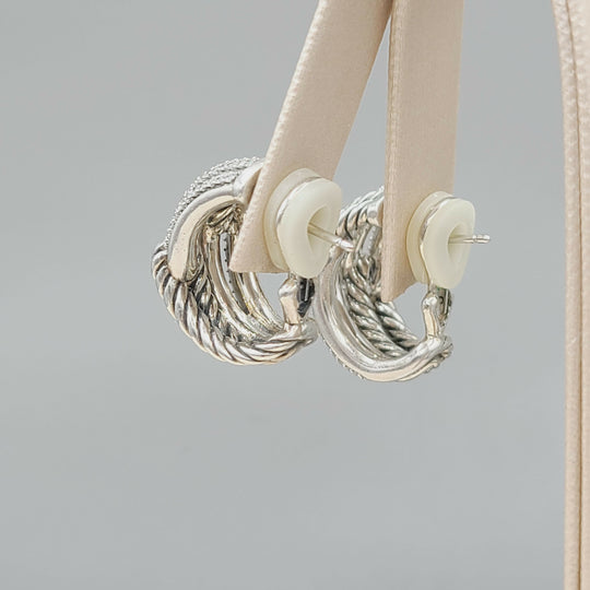  David Yurman Labyrinth Earrings Double Loop with Diamonds