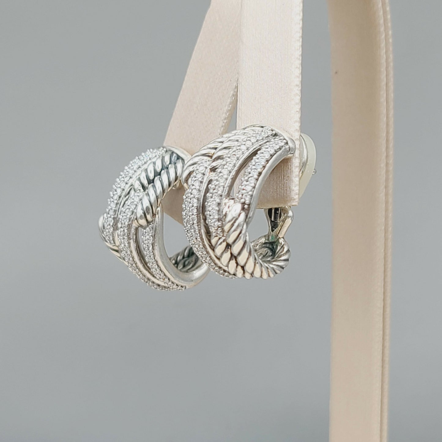    David Yurman Labyrinth Earrings Double Loop with Diamonds