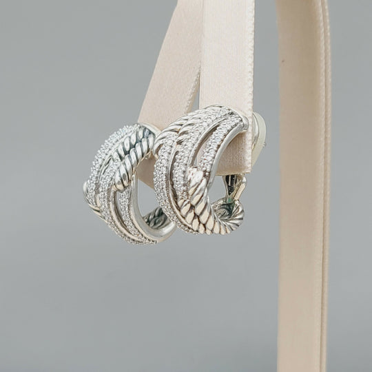  David Yurman Labyrinth Earrings Double Loop with Diamonds