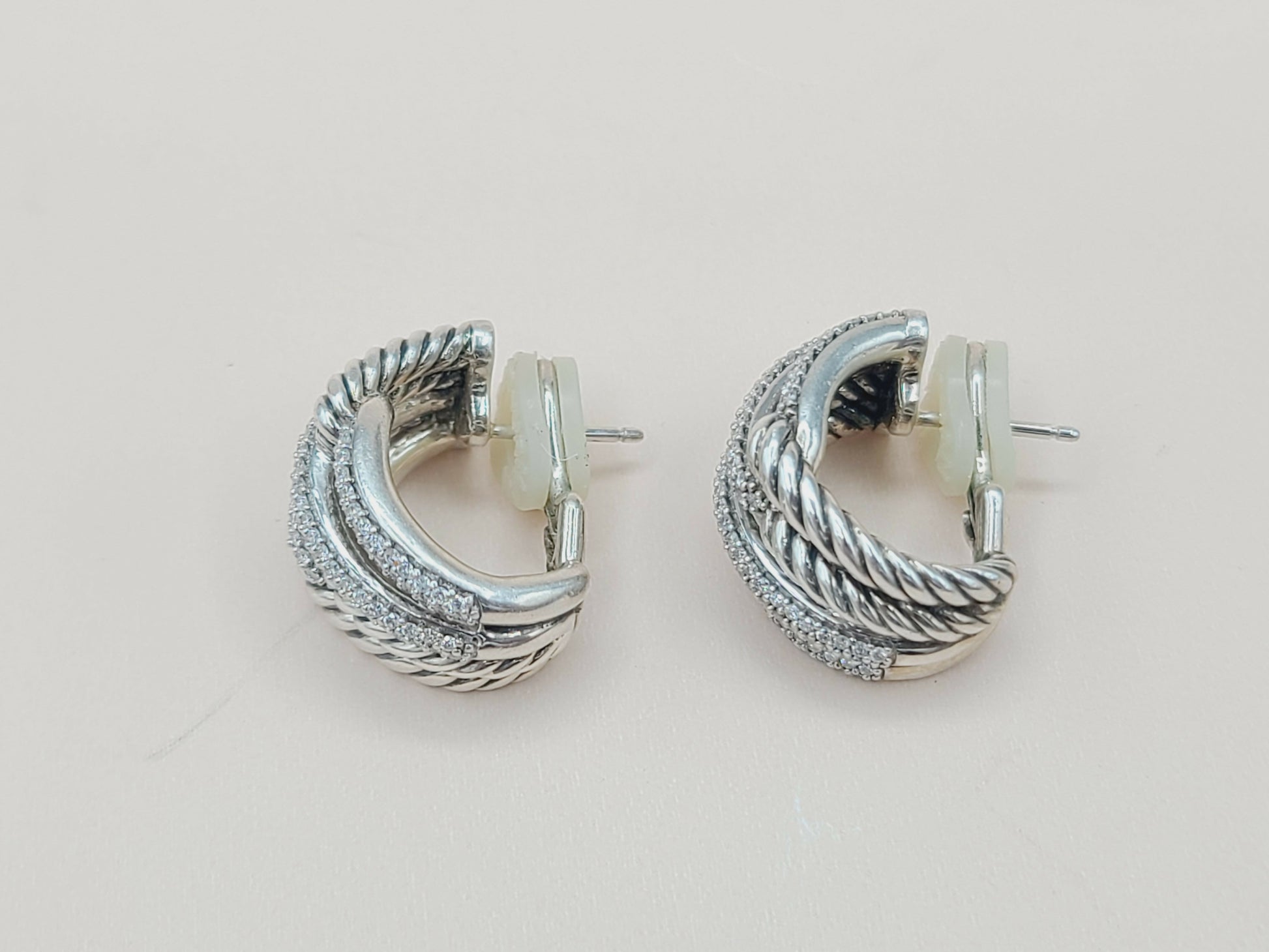    David Yurman Labyrinth Earrings Double Loop with Diamonds