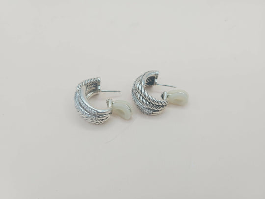  David Yurman Labyrinth Earrings Double Loop with Diamonds