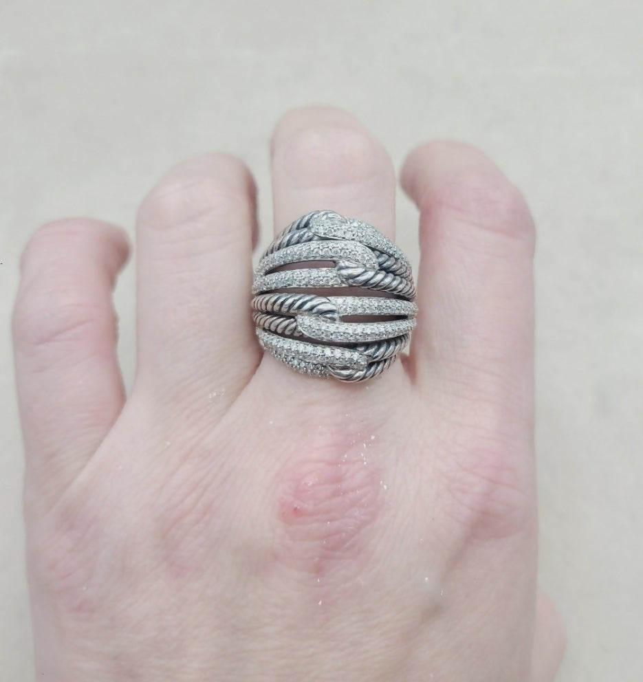 David Yurman Labyrinth Quadruple-Loop Ring – Diamonds    #