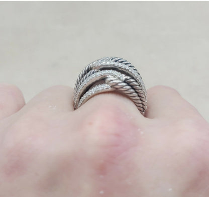David Yurman Labyrinth Quadruple-Loop Ring – Diamonds    #