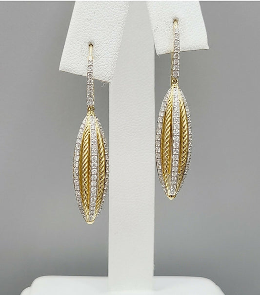 David Yurman Lantana Drop Earrings – 18k Gold & Diamonds  AYW Luxury #