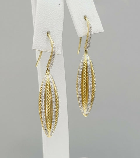  David Yurman Lantana Drop Earrings – 18k Gold & Diamonds