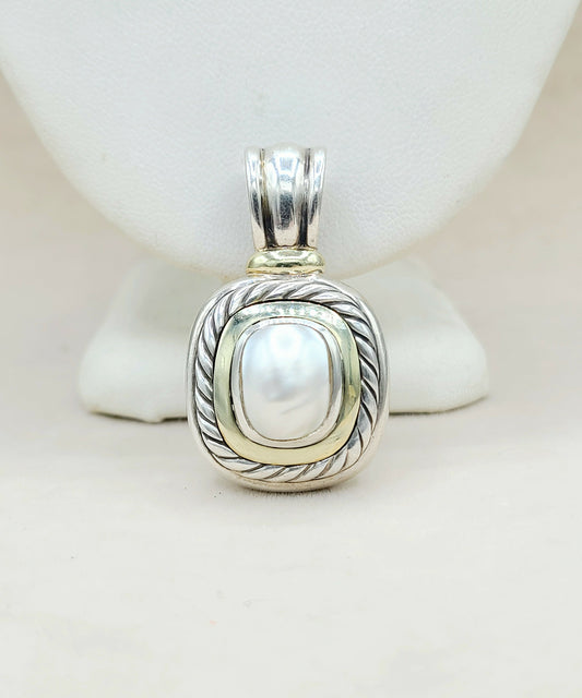 David Yurman Large Albion Pendant Enhancer With Pearl And Gold