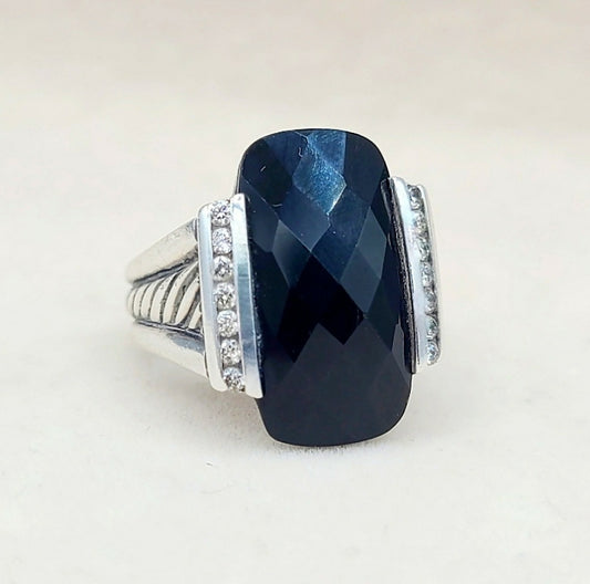 David Yurman Large Deco Black Onyx Diamond Ring | Certified Pre-Owned  AYW Luxury #
