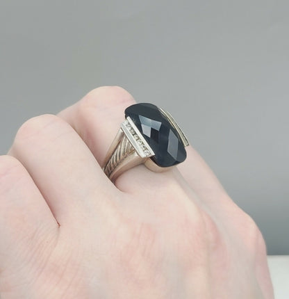 David Yurman Large Deco Black Onyx Diamond Ring | Certified Pre-Owned    #
