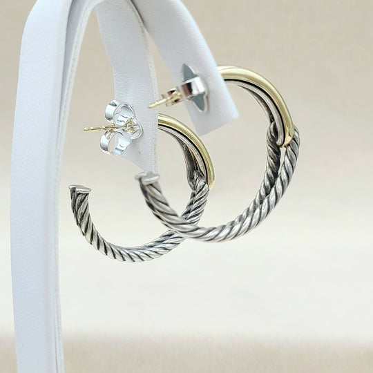  David Yurman Large Labyrinth Single-Loop Hoop Earrings