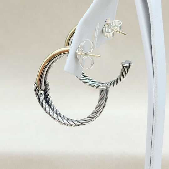  David Yurman Large Labyrinth Single-Loop Hoop Earrings