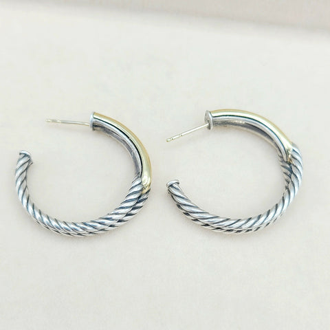  David Yurman Large Labyrinth Single-Loop Hoop Earrings