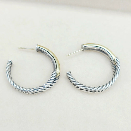  David Yurman Large Labyrinth Single-Loop Hoop Earrings