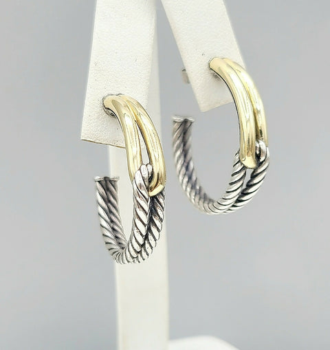  David Yurman Large Labyrinth Single-Loop Hoop Earrings