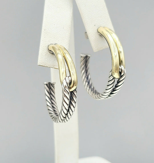  David Yurman Large Labyrinth Single-Loop Hoop Earrings