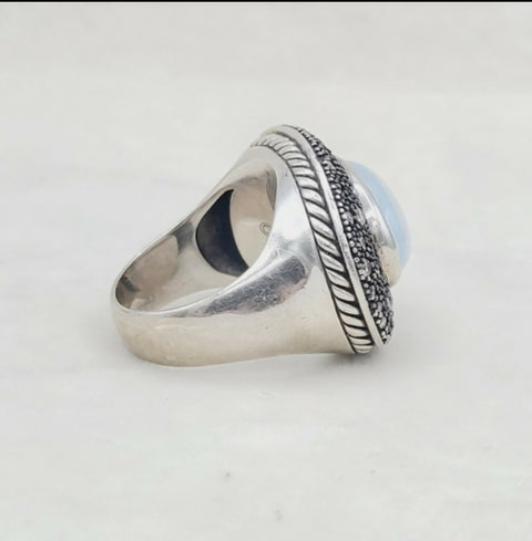  David Yurman Large Midnight Melange Ring – Moon Quartz