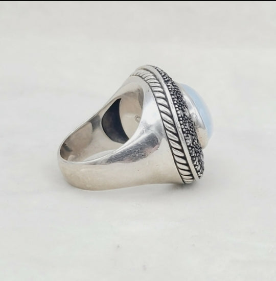  David Yurman Large Midnight Melange Ring – Moon Quartz
