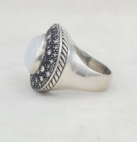  David Yurman Large Midnight Melange Ring – Moon Quartz