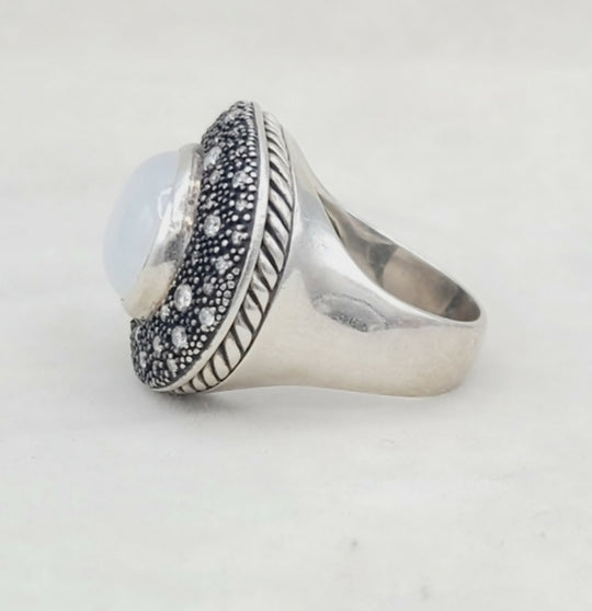 David Yurman Large Midnight Melange Ring – Moon Quartz