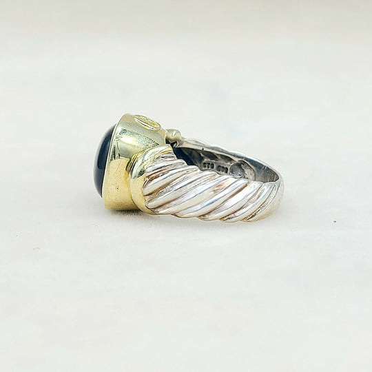  David Yurman Large Noblesse Ring Black Onyx & Gold