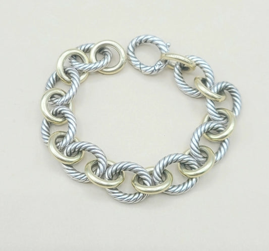 David Yurman Large Oval Link Bracelet With Gold