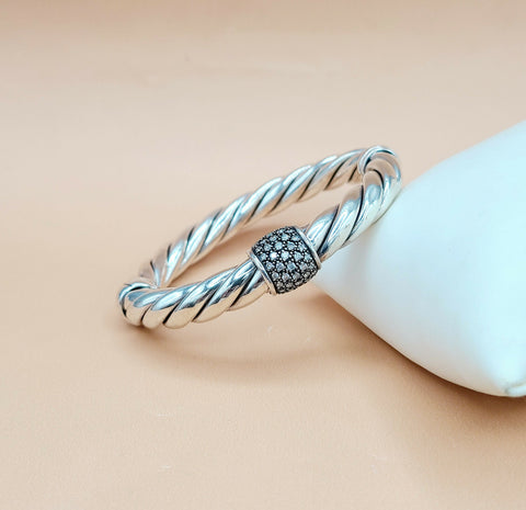  David Yurman Metro Station Bracelet 10mm with Diamonds