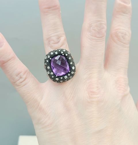  David Yurman Midnight Mélange Ring Amethyst & Diamonds
