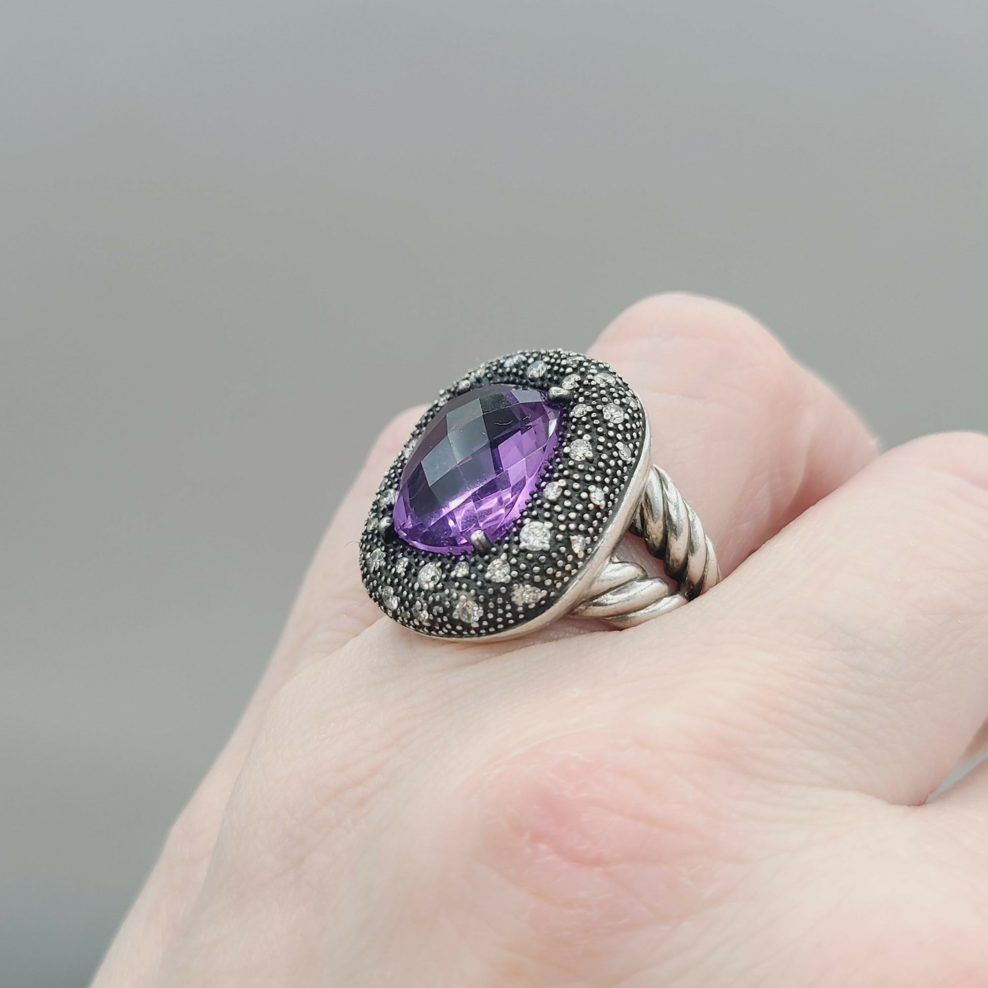 David Yurman Midnight Melange Amethyst Diamond Ring | Certified Pre-Owned  AYW Luxury #