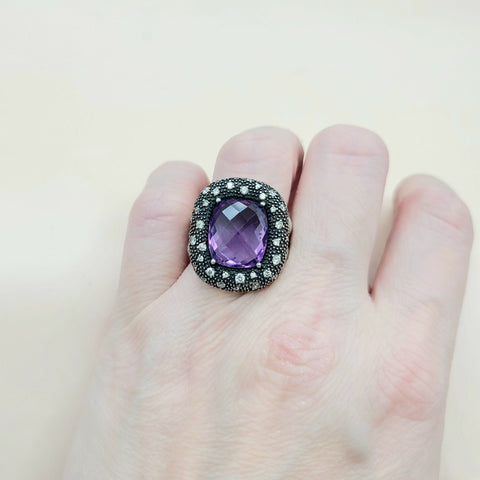  David Yurman Midnight Mélange Ring Amethyst & Diamonds