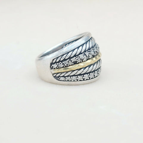  David Yurman Midnight Melange Ring – Diamonds & Gold