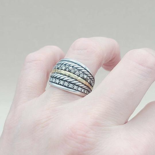  David Yurman Midnight Melange Ring – Diamonds & Gold
