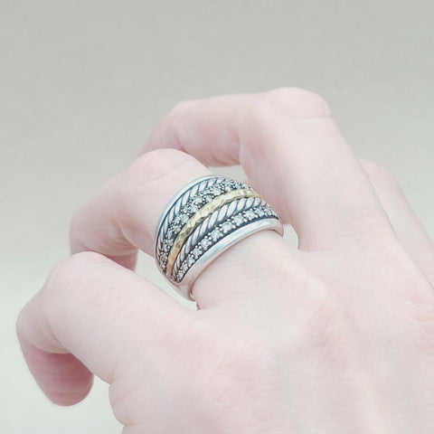  David Yurman Midnight Melange Ring – Diamonds & Gold