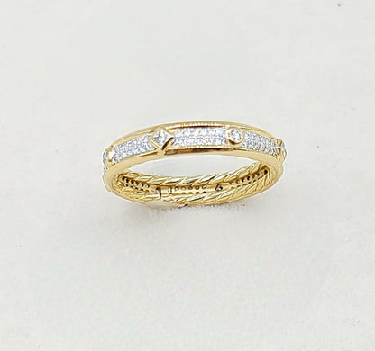 David Yurman Modern Renaissance Band Ring in 18K Yellow Gold with Full Pave Diamonds