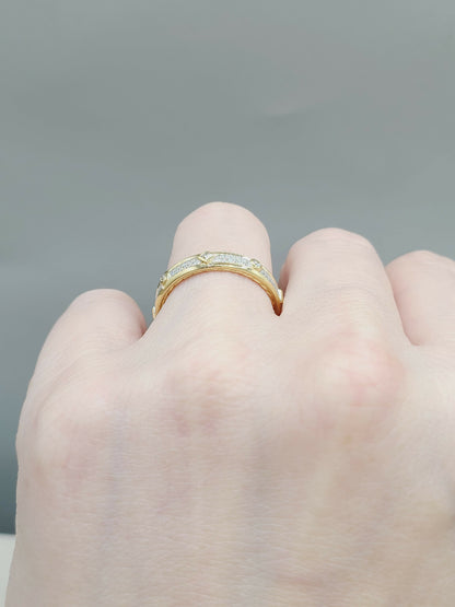 David Yurman Modern Renaissance Band Ring in 18K Yellow Gold with Full Pave Diamonds