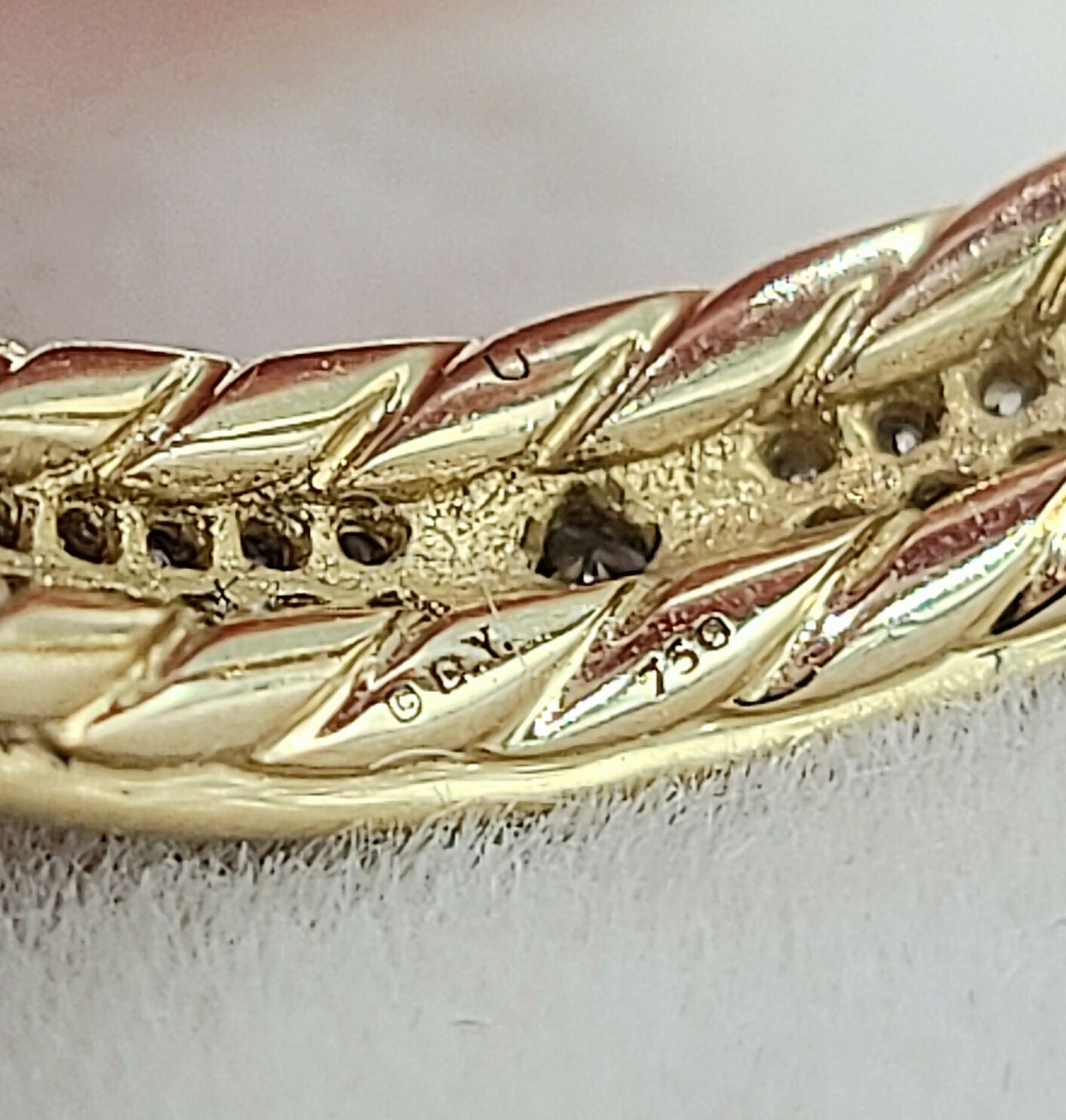 David Yurman Modern Renaissance Band Ring in 18K Yellow Gold with Full Pave Diamonds