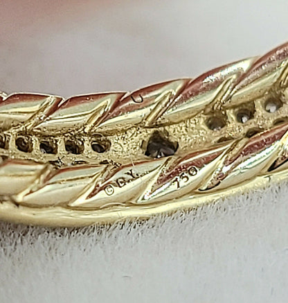 David Yurman Modern Renaissance Band Ring in 18K Yellow Gold with Full Pave Diamonds