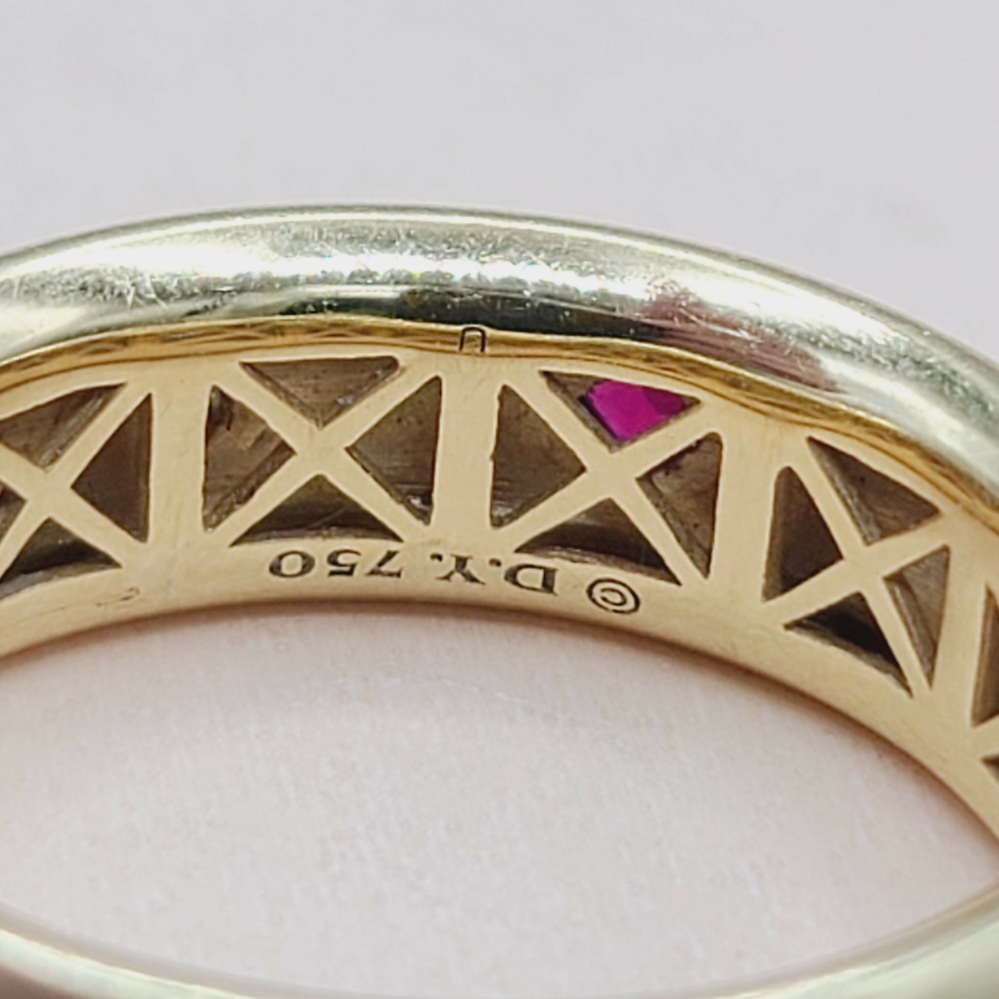 David Yurman Modern Renaissance Band Ring in 18k Gold With Rubies and Diamonds