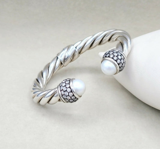 David Yurman Moonlight Ice Bracelet 10mm – Pearl & Diamonds  AYW Luxury #