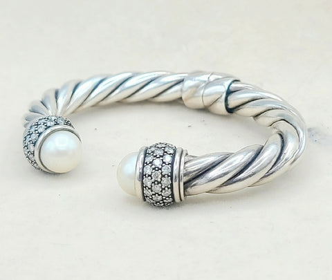  David Yurman Moonlight Ice Bracelet 10mm –  Pearl & Diamonds