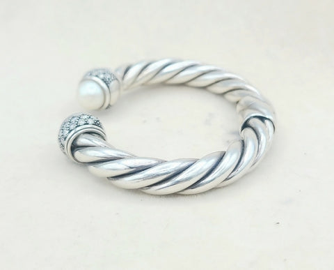  David Yurman Moonlight Ice Bracelet 10mm –  Pearl & Diamonds
