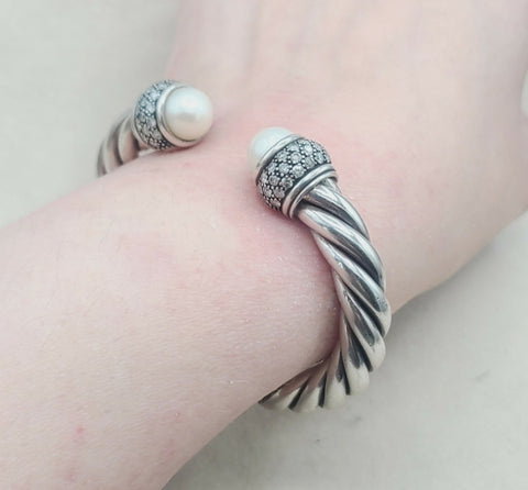  David Yurman Moonlight Ice Bracelet 10mm –  Pearl & Diamonds