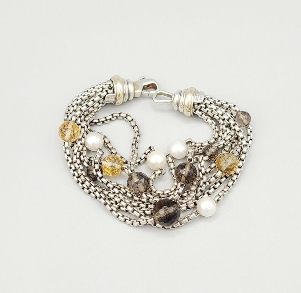 David Yurman Multi Chain Bijoux Bracelet With Pearl