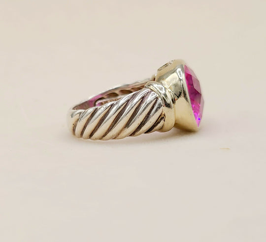  David Yurman Noblesse Ring Pink Tourmaline Silver & 14K Gold