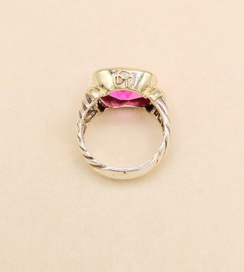  David Yurman Noblesse Ring Pink Tourmaline Silver & 14K Gold