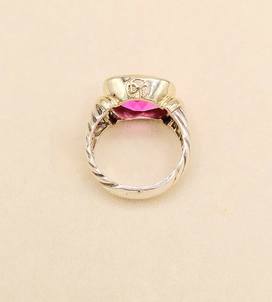  David Yurman Noblesse Ring Pink Tourmaline Silver & 14K Gold