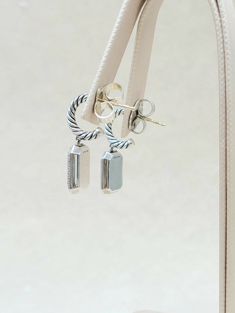 David Yurman Novella Drop Earrings Blue Topaz & Diamonds