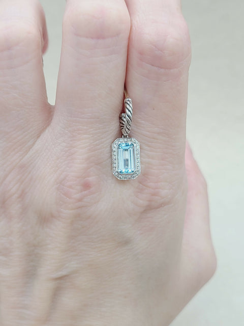  David Yurman Novella Drop Earrings Blue Topaz & Diamonds