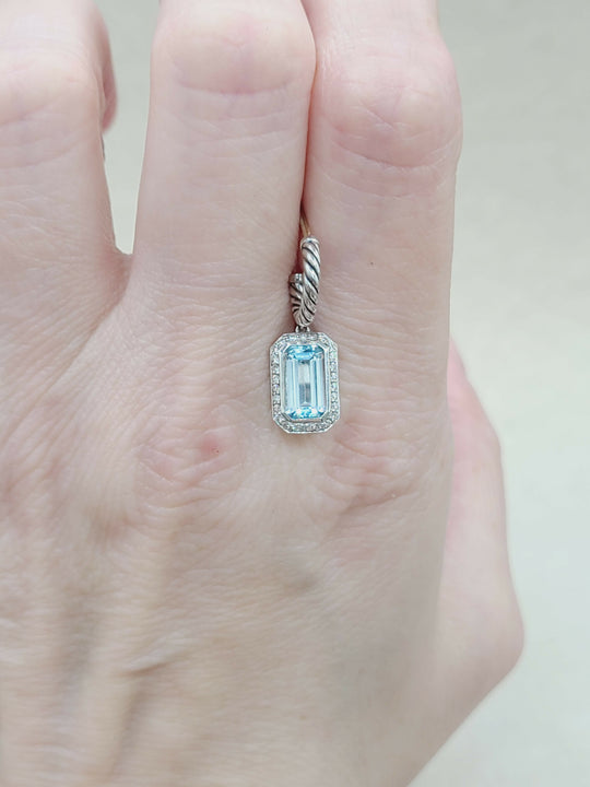  David Yurman Novella Drop Earrings Blue Topaz & Diamonds