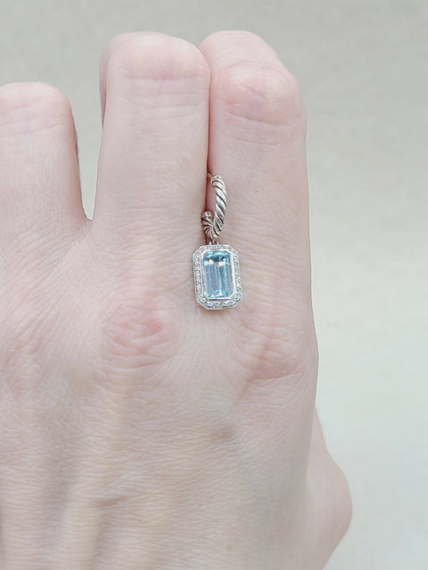  David Yurman Novella Drop Earrings Blue Topaz & Diamonds