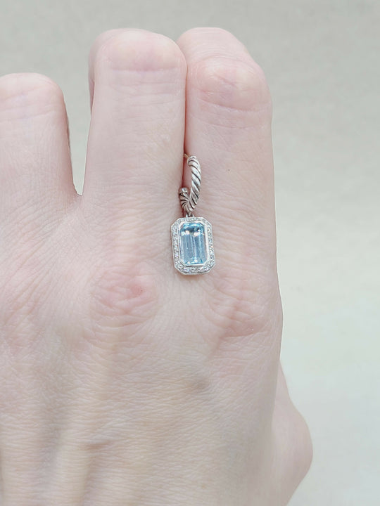  David Yurman Novella Drop Earrings Blue Topaz & Diamonds